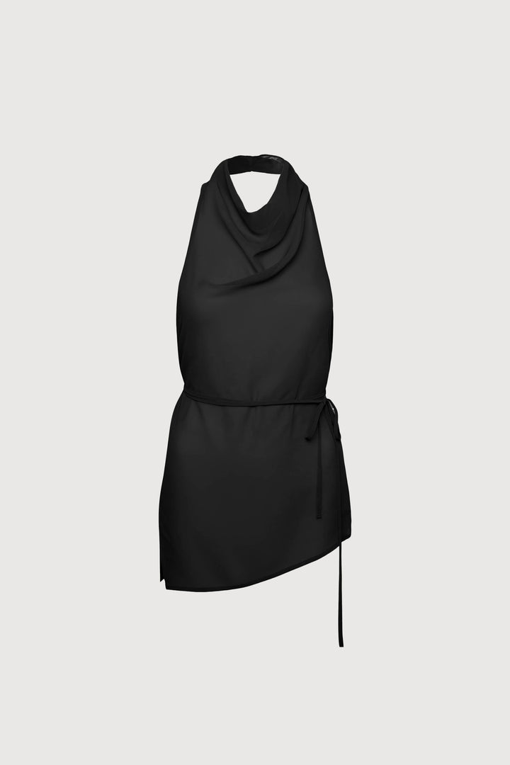 SHEER HALTER TOP in Black — alternate angle