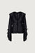 Chiffon ruffled blouse with ties in black — main image