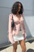 Chiffon ruffled blouse with ties in evening sand — main image