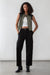 Sleeveless nylon racer top in kalamata black — main image