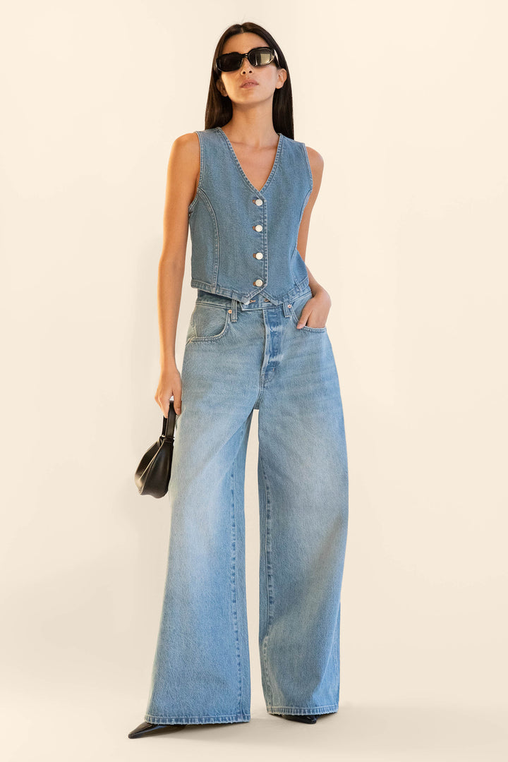 DENIM VEST in Vintage Blue — alternate angle