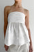 Woven tube top with gather detail in white — main image