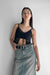 Sheer tank with tie front in black — main image
