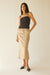 Linen blend open back tank top in black — main image