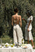 Linen blend open back tank top in seashell — main image