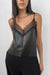 Vegan leather tank with lace in black — main image