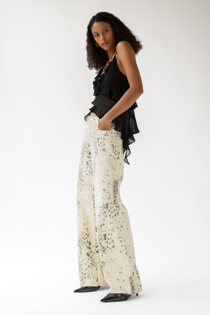 RUFFLED TANK TOP in Black — alternate angle