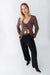 Chiffon tie front blouse in dark cocoa — main image