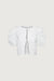 Cropped blouse with bow pattern in white — main image