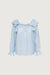 Long sleeve ruffled blouse in sky blue — main image