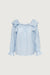 Long sleeve ruffled blouse in sky blue — main image
