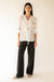 Sheer front tie blouse in white — main image