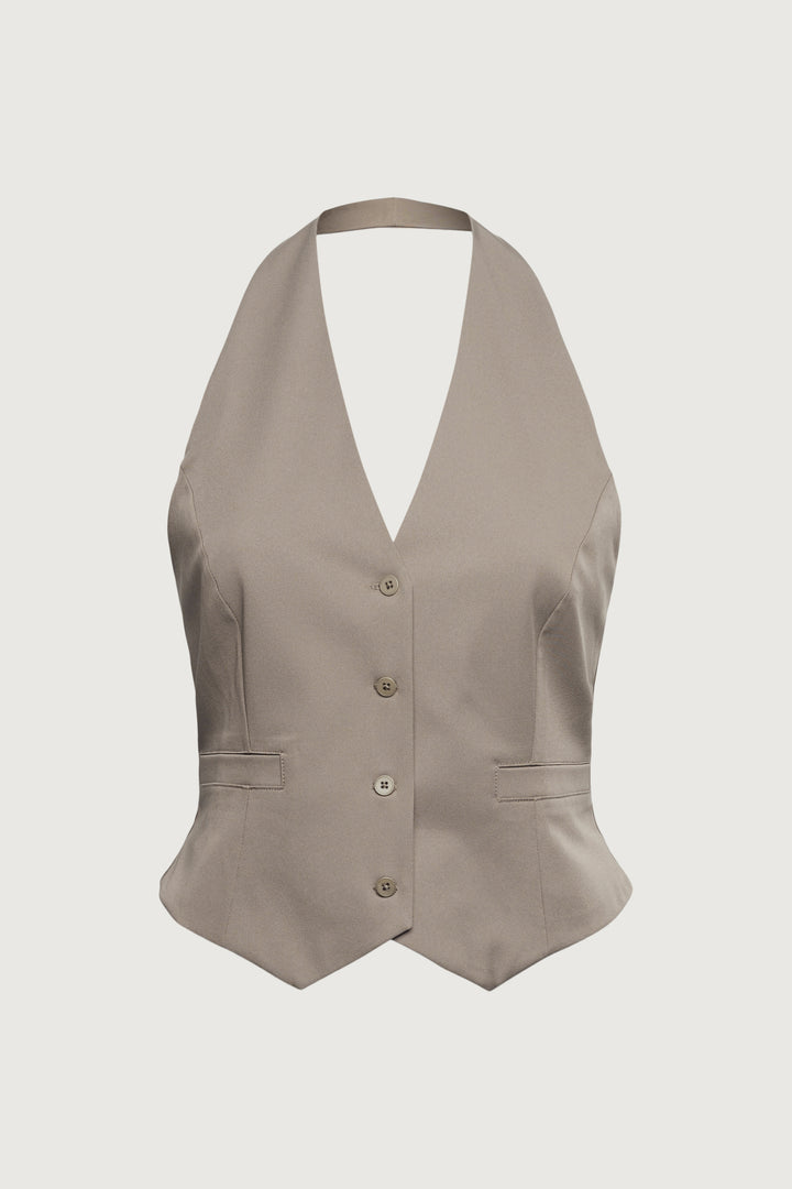 HALTER SUITING VEST in Brindle — alternate angle