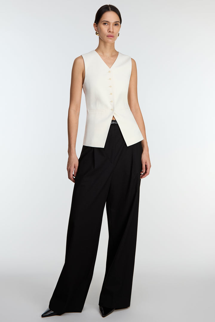 BUTTON FRONT SUITING VEST in Cream — alternate angle