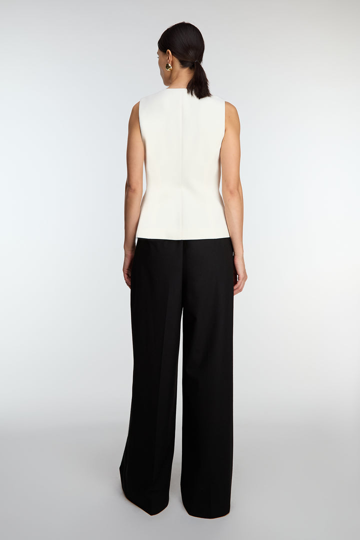 BUTTON FRONT SUITING VEST in Cream — alternate angle