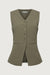 Button front suiting vest in vetiver — main image