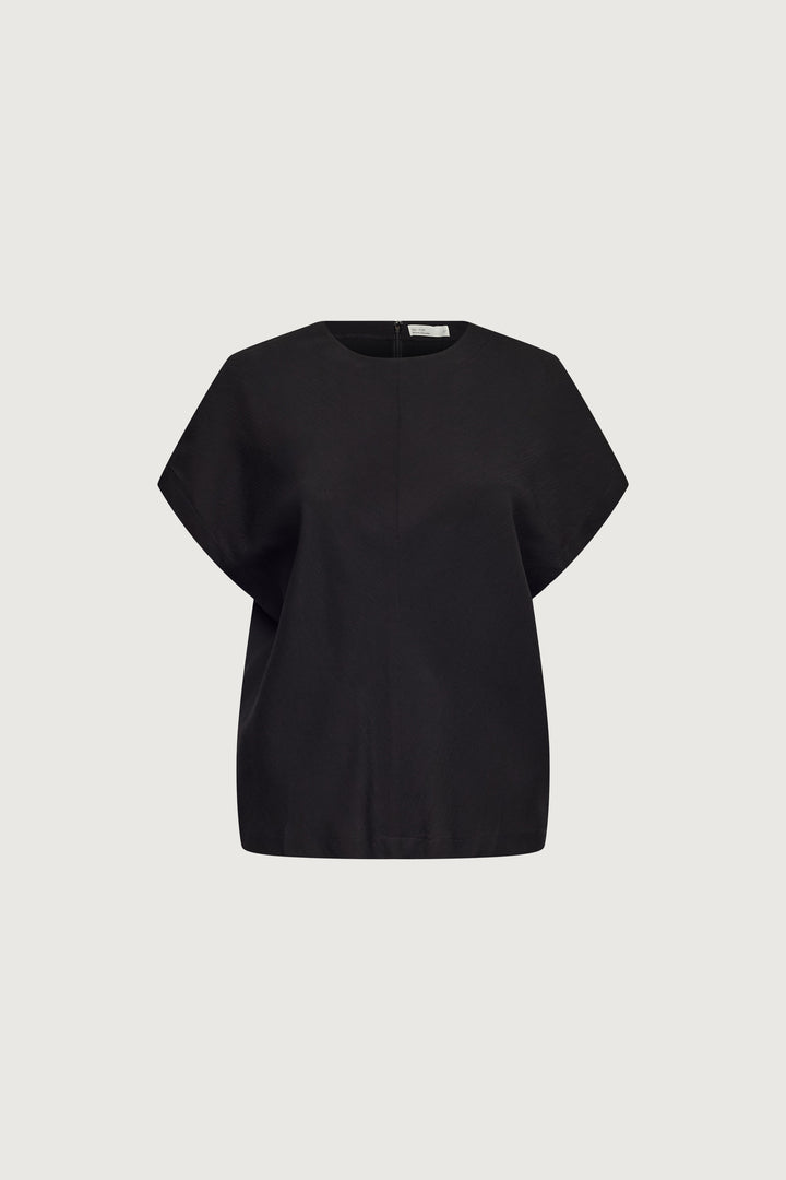 CRINKLED RAYON TOP in Black — alternate angle