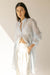 Long sheer button up shirt in sky blue — main image