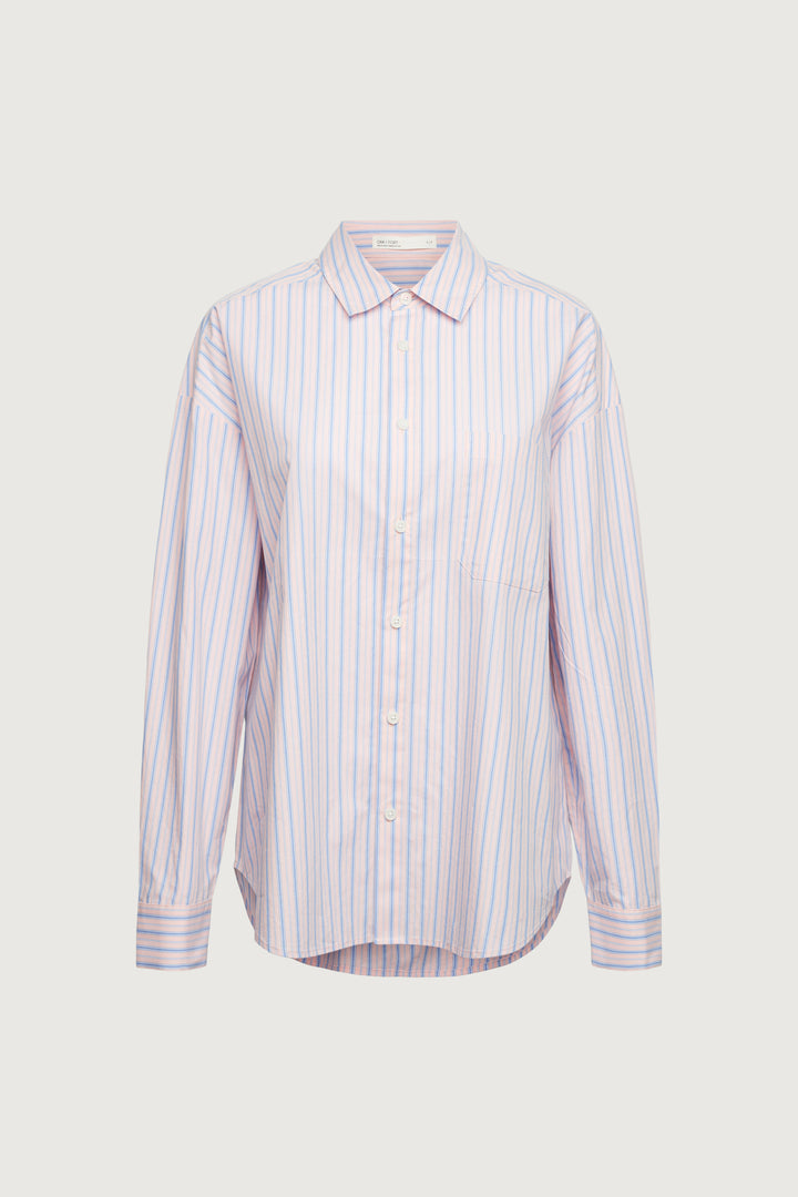 STRIPED COTTON POPLIN BUTTON FRONT SHIRT