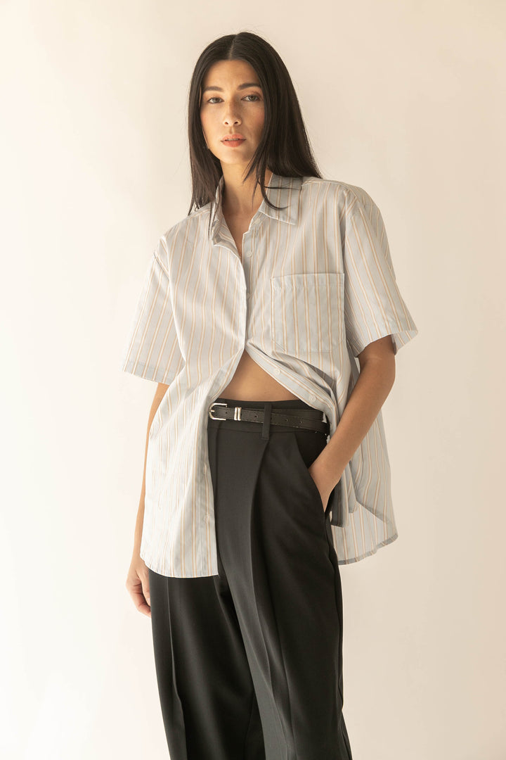 OVERSIZED BUTTON UP SHIRT in Sky Blue — alternate angle