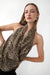 Satin halter cowl neck top in leopard — main image