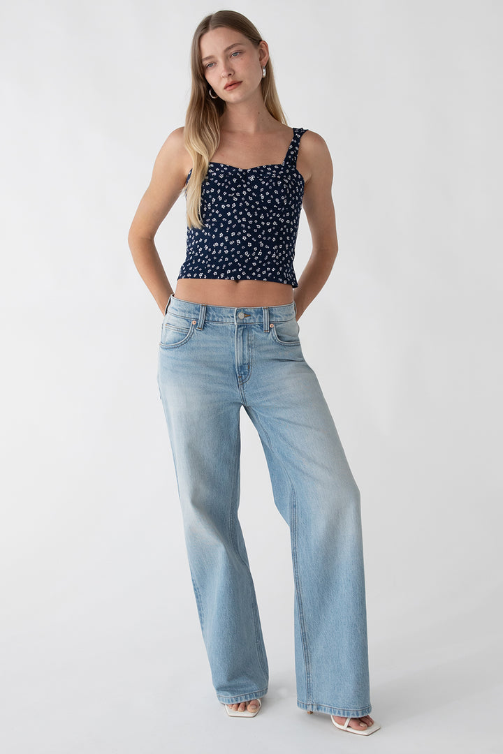 FLORAL BUSTIER TOP in Navy Floral — alternate angle