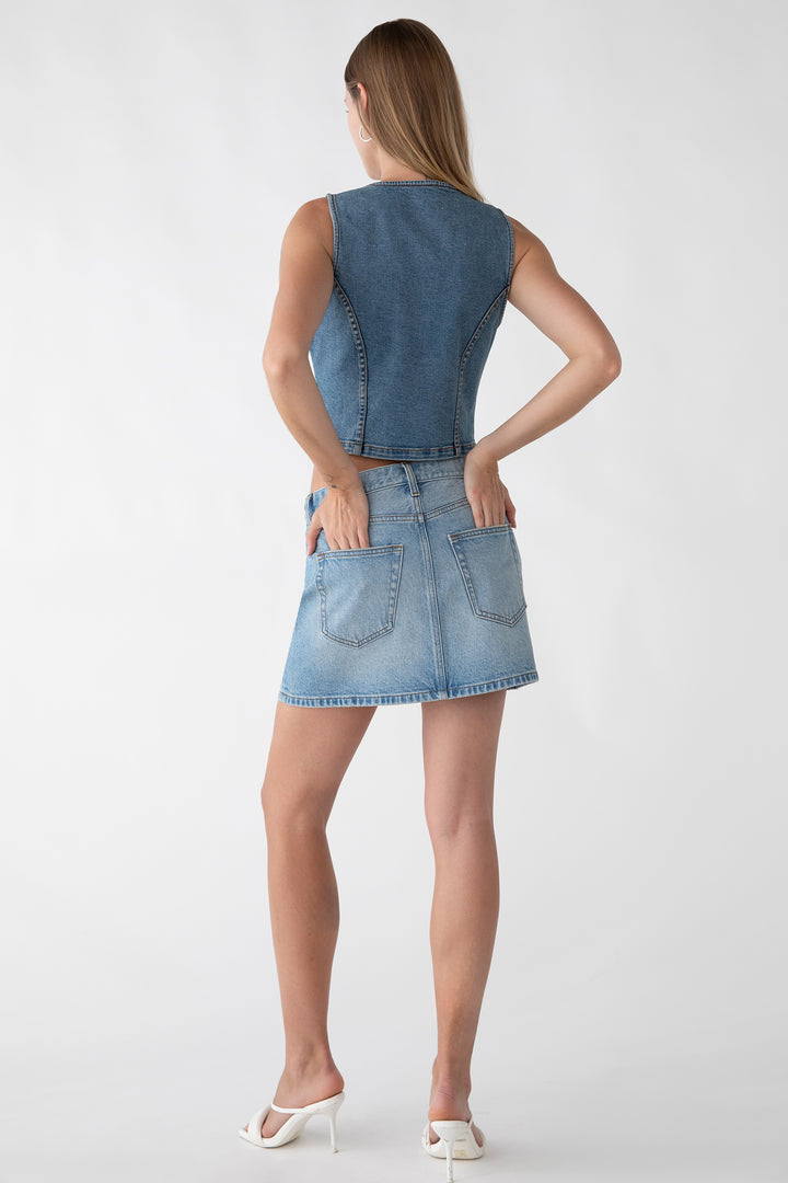 DENIM VEST in Vintage Medium Wash — alternate angle