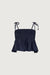 Smocked tank top in dark blue — main image