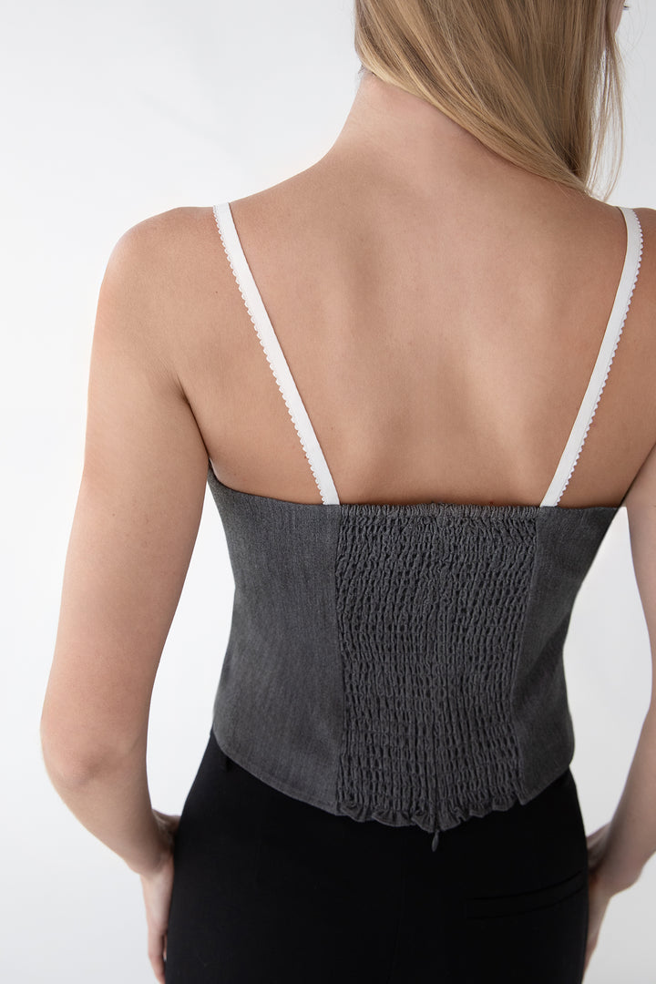 LAYERED CORSET TOP in Dark Heather Grey — alternate angle