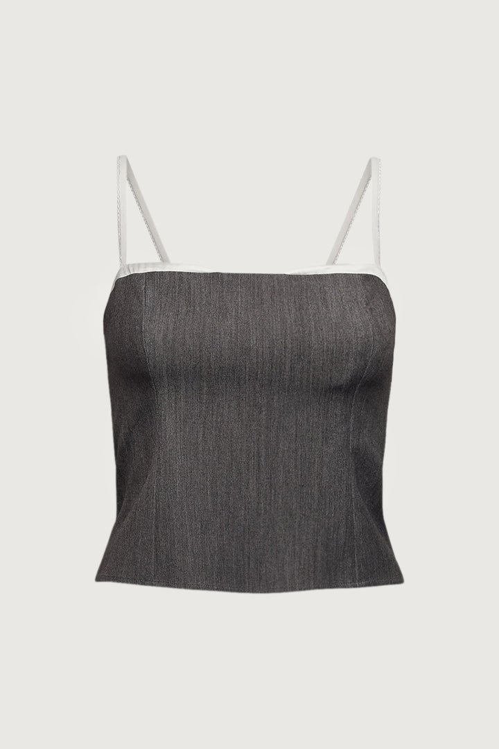 LAYERED CORSET TOP in Dark Heather Grey — alternate angle