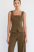 Square neck suiting vest in teak brown — main image
