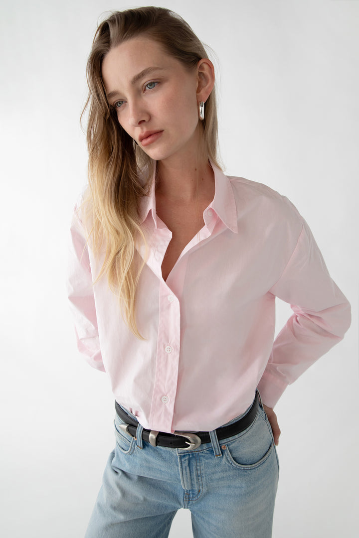 CLASSIC BUTTON UP SHIRT in Pink — alternate angle