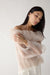 Sheer off the shoulder top in dark beige — main image