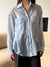 Sheer stripe tencel button up shirt in blue stripe — main image
