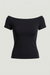 Cotton wide neckline top in black — main image