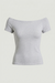 Cotton wide neckline top in medium heather grey — main image