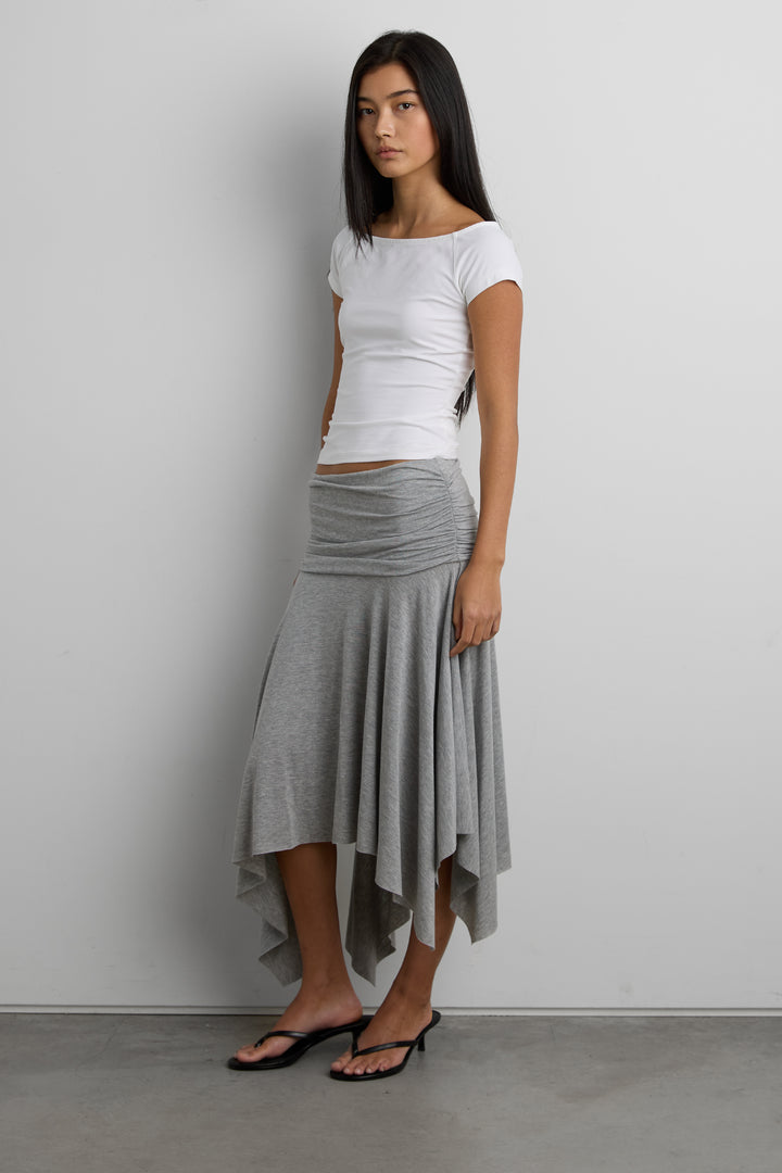 COTTON WIDE NECKLINE TOP in White — alternate angle