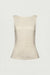 Linen blend high neckline sleeveless top in linen — main image