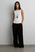 Linen blend high neckline sleeveless top in white — main image