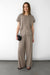 Crinkled rayon short sleeve top in brindle — image