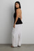 Crinkled rayon cowl neck halter top in black — main image