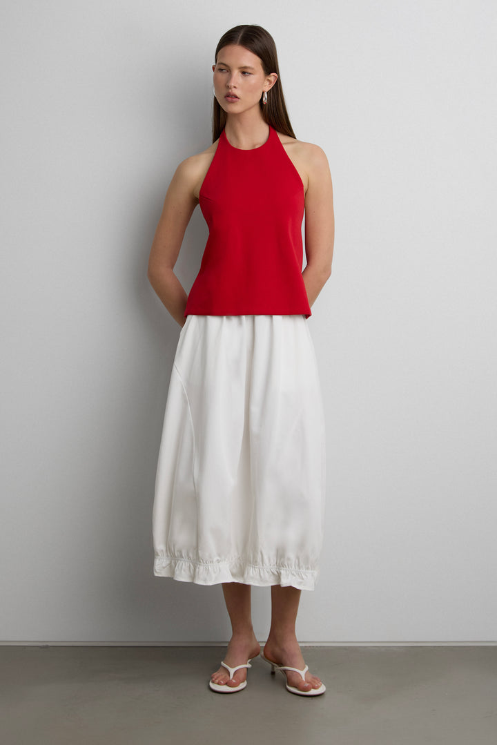 HALTER OPEN BACK TANK TOP in Cherry — alternate angle