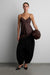 Asymmetrical satin lace trim tank top in coffee bean — main image