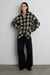 Oversized brushed wool plaid button up shirt in black plaid — main image