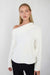 Draped off the shoulder blouse in cream — main image