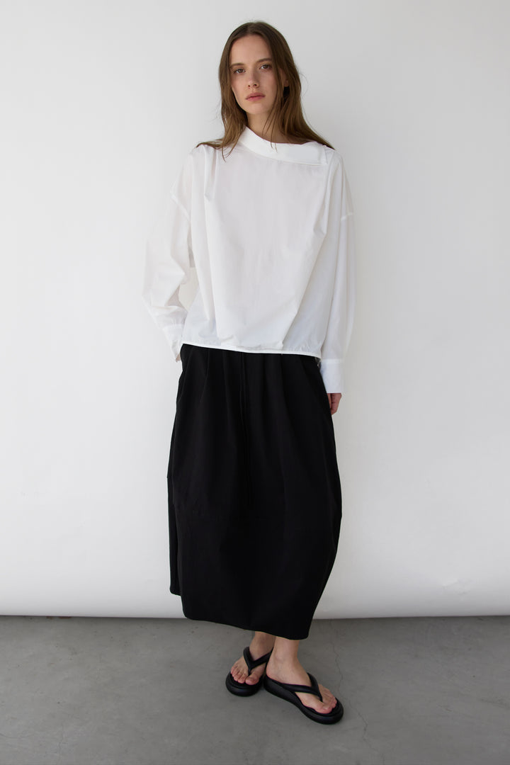 OVERSIZED PLEATED MOCKNECK BLOUSE in Ivory — alternate angle