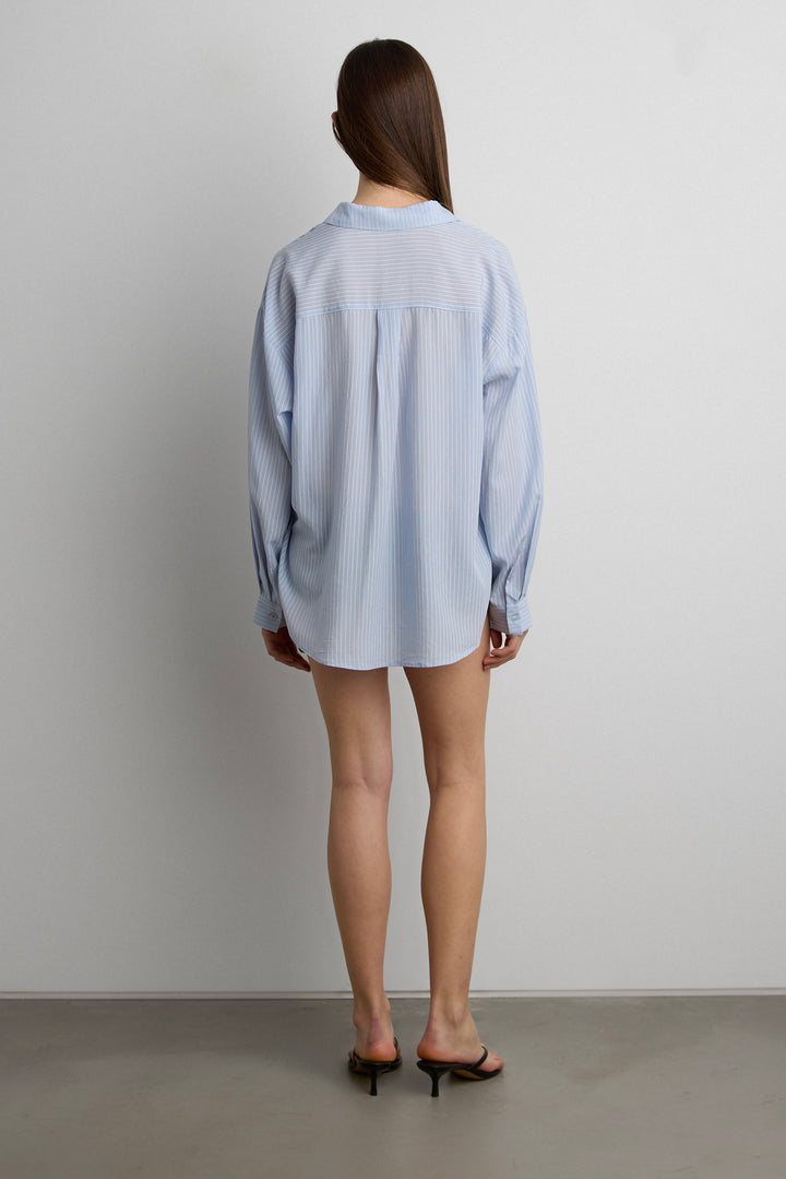 OVERSIZED PINSTRIPE SHIRT in Blue — alternate angle