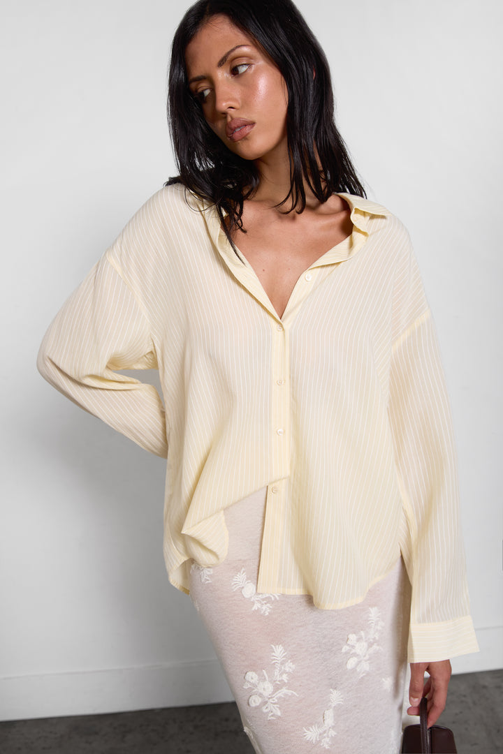 OVERSIZED PINSTRIPE SHIRT in Yellow — alternate angle