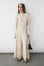 Textured boat neck drop sleeve blouse in beige — main image