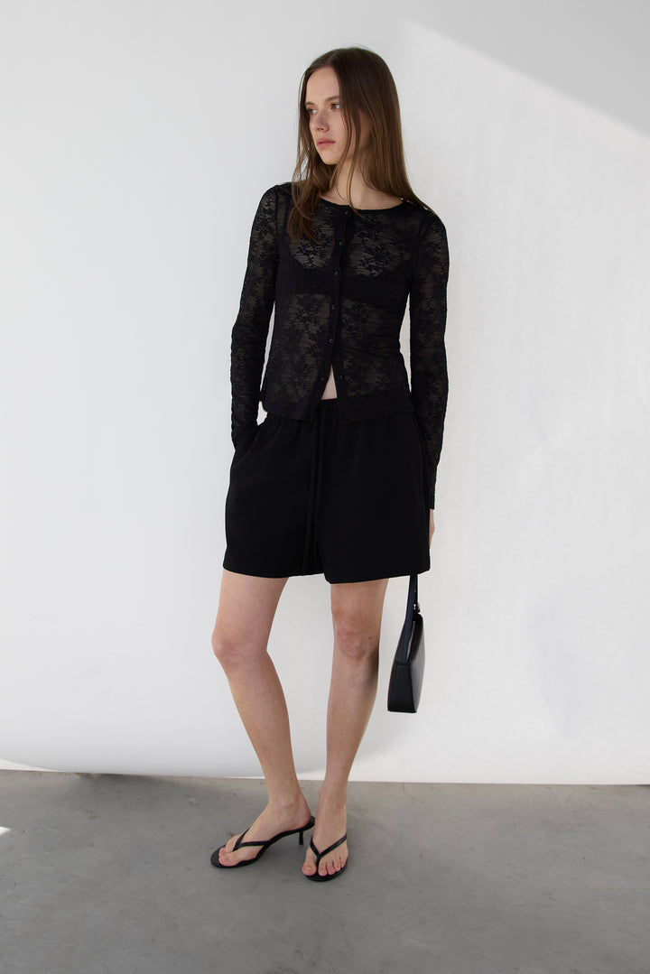 FLORAL LACE SHEER TOP in Black — alternate angle